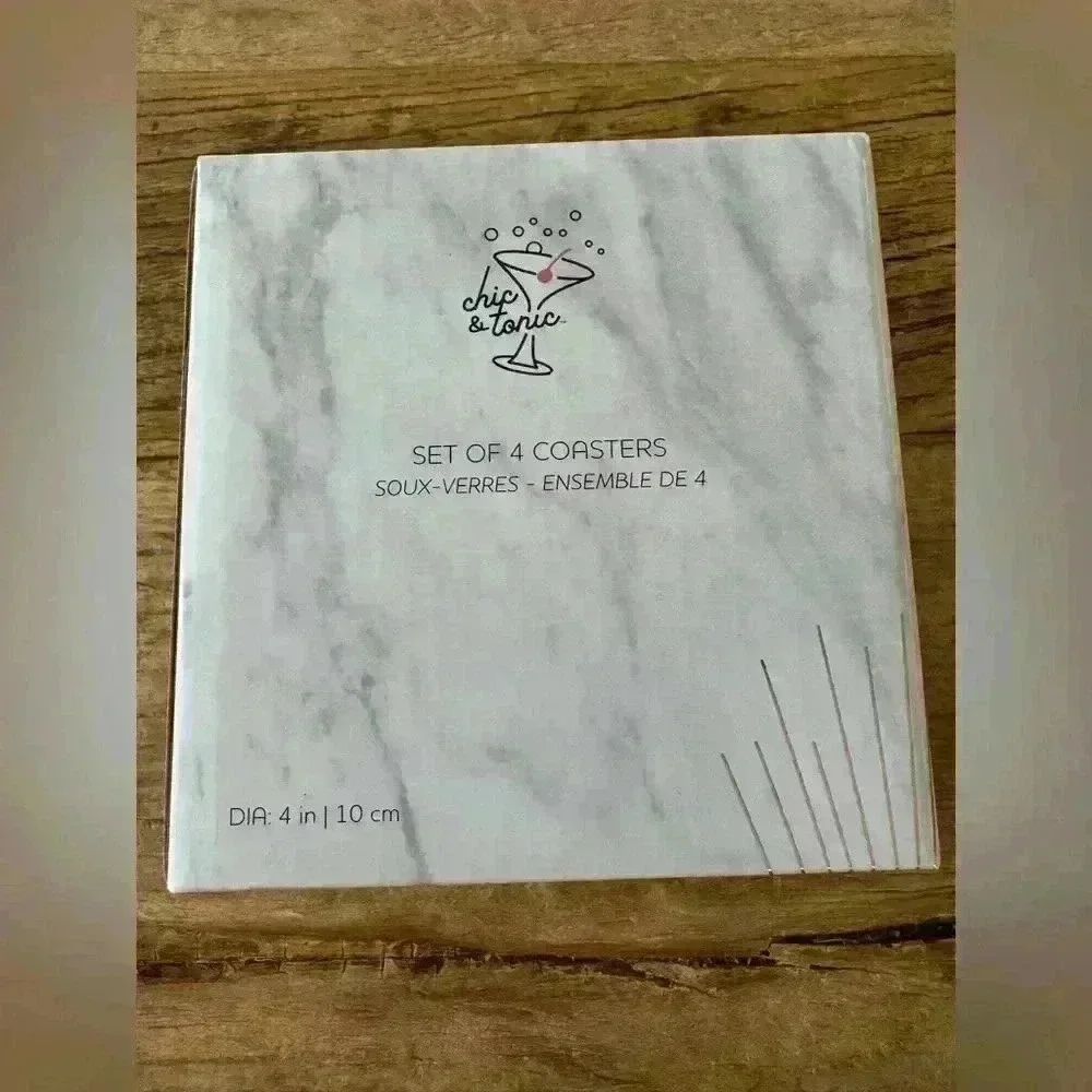 NEW Set of 4 Chic & Tonic Stoneware Floral Coasters - Picture 4 of 7